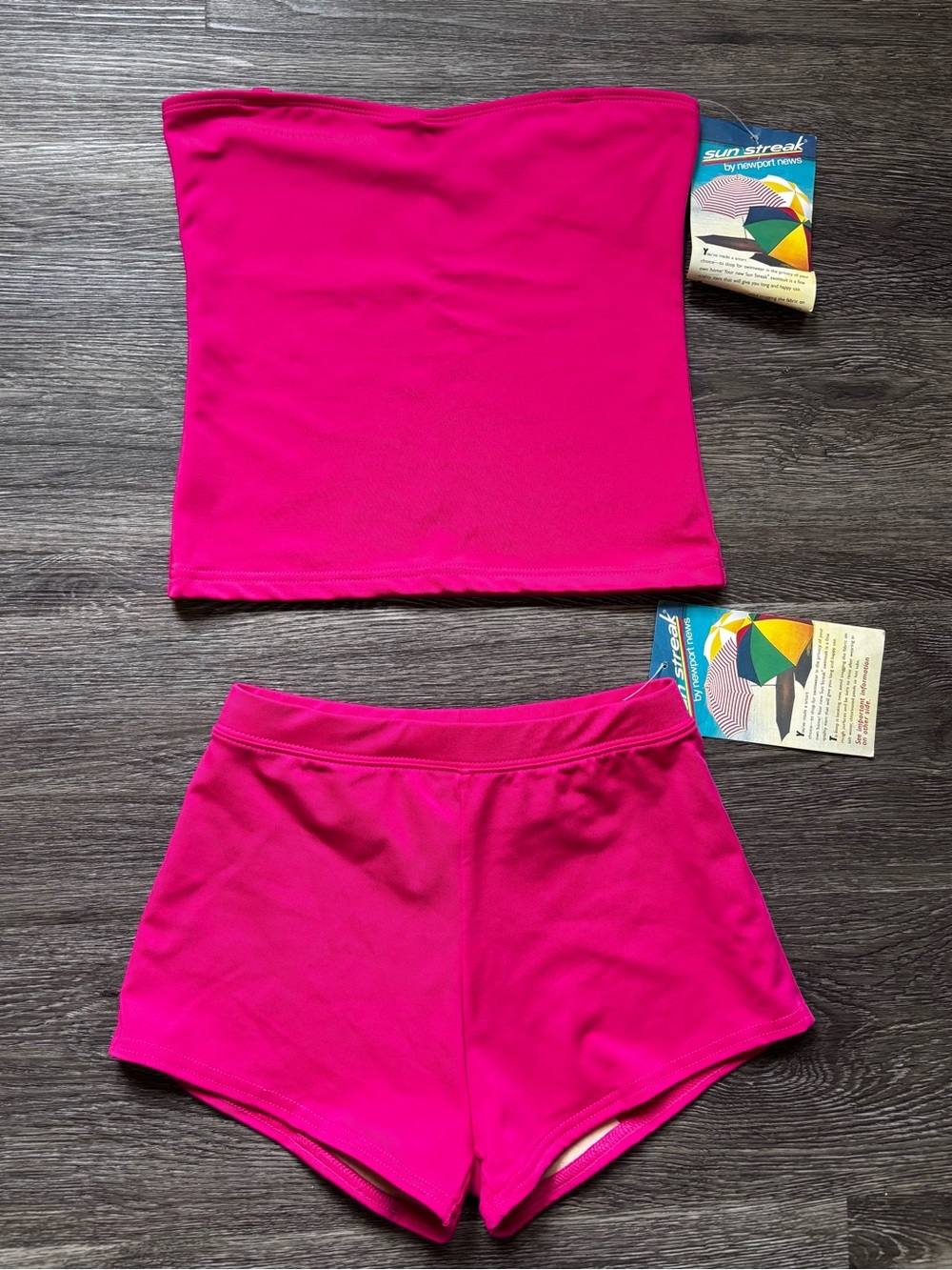 SunStreak Fuchsia Bandeau Tankini Top & Swim Shorts Set